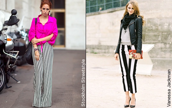 Le pantalon à rayures verticales