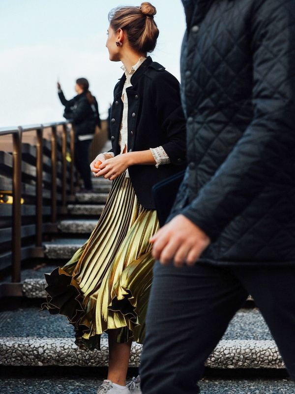 Jupe plissée mi-longue