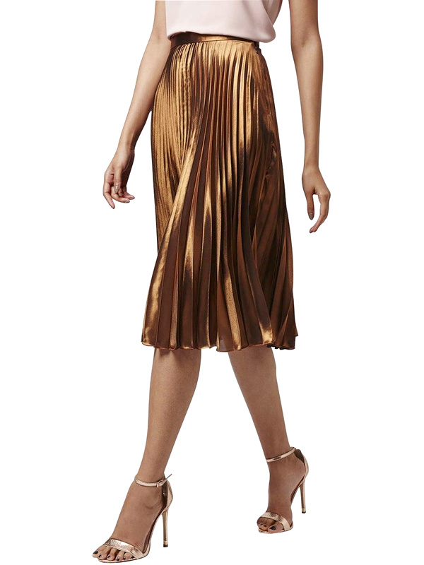Jupe midi plissé lamée