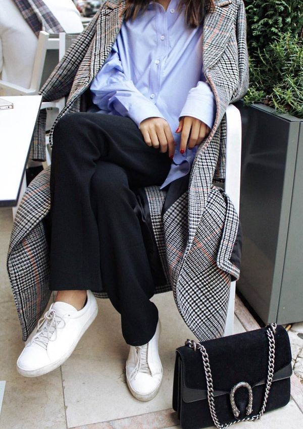 Manteau à carreaux pied de poule