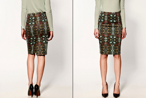 Jupe tube imprimée Zara