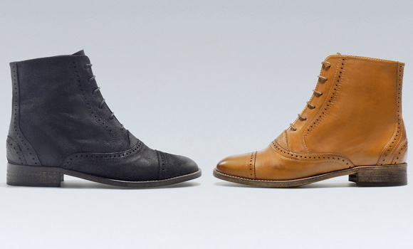 Bottines plates à lacets Zara