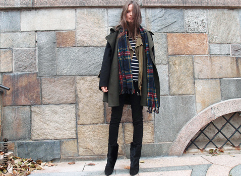 L'écharpe à carreaux