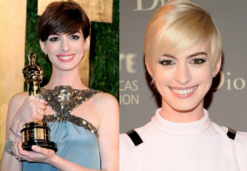 Anne Hathaway de brune à blonde