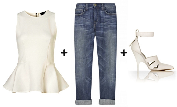 Top péplum + jean boyfriend