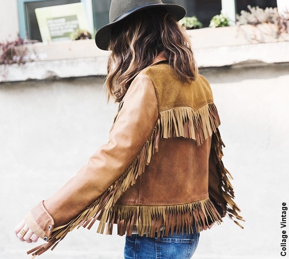 Veste en daim à franges