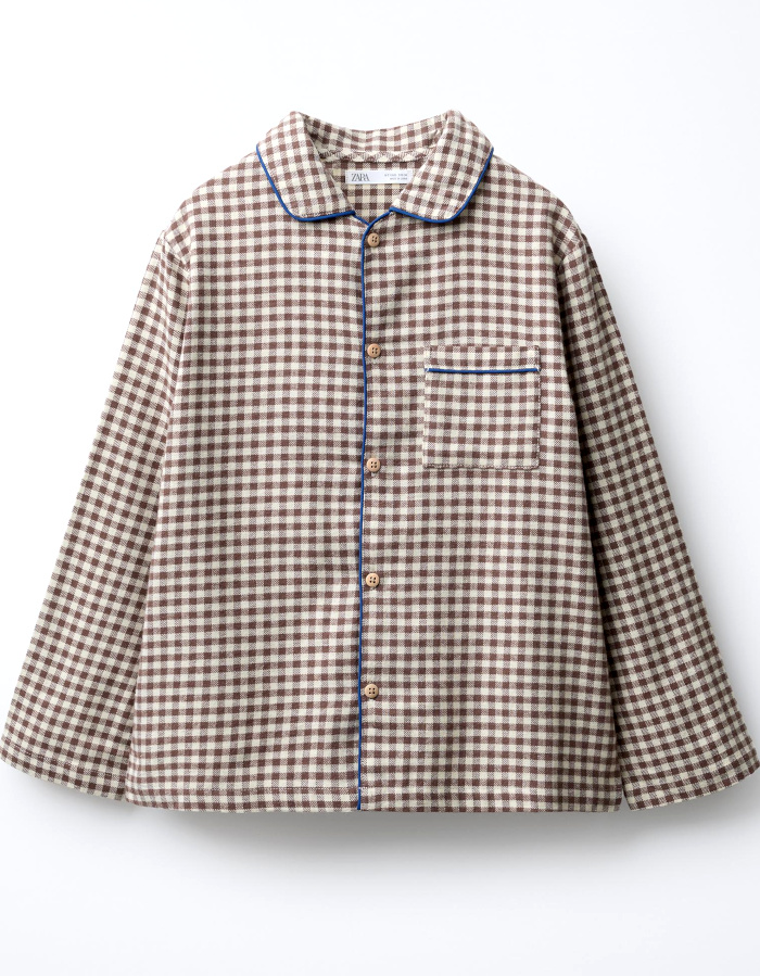 Chemise à carreaux marron Zara